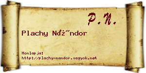 Plachy Nándor névjegykártya